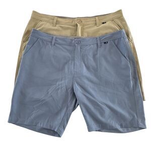 Bundle 2 Live Forever Golf Shorts Khaki Blue Stretch Performance Chino Shorts 40